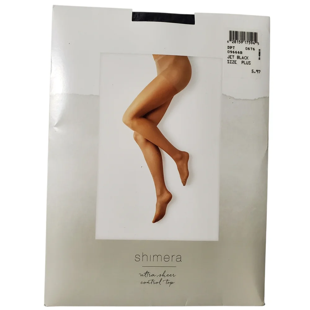 Shimera Sheer Tights Women's Size Plus Black Beige - 4 Pair
